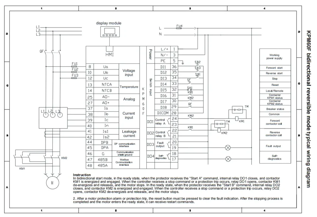 KPM60 bidirectional reversible mode typical wiring diagram