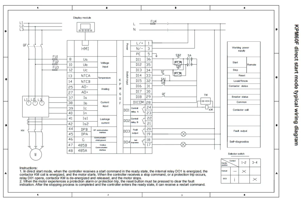 KPM60 direct start mode typical wiring diagram
