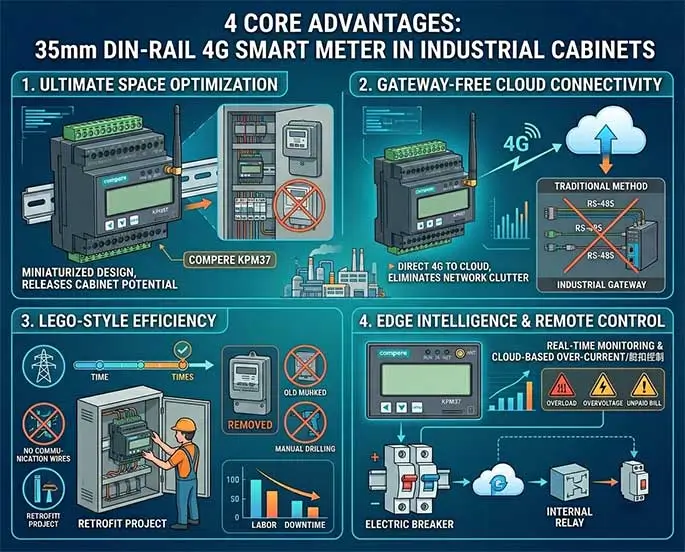 4 Benefits of 35mm Din Rail 4G Energy Meters In Industrial Cabinets
