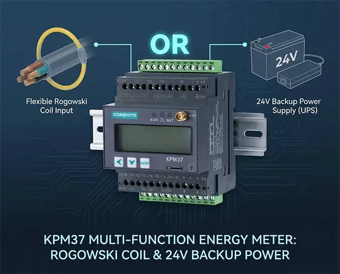 Multifunctional Energy Meter: Innovative Application of Rogowski Coil and 24V Backup Power Supply