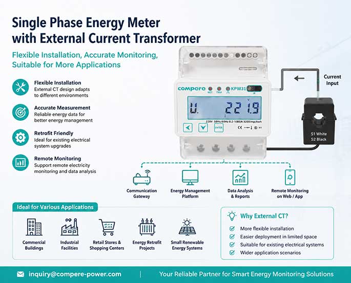 Single Phase Energy Meter with External Current Transformer